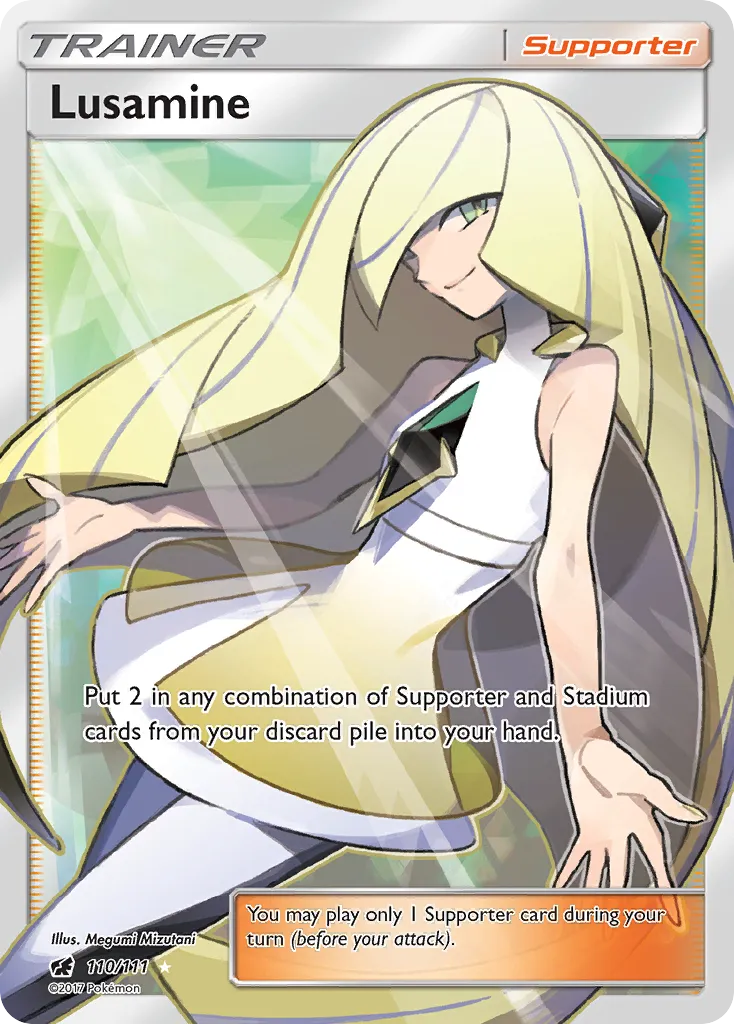 2017 Crimson Invasion Lusamine #096/111 Uncommon card image
