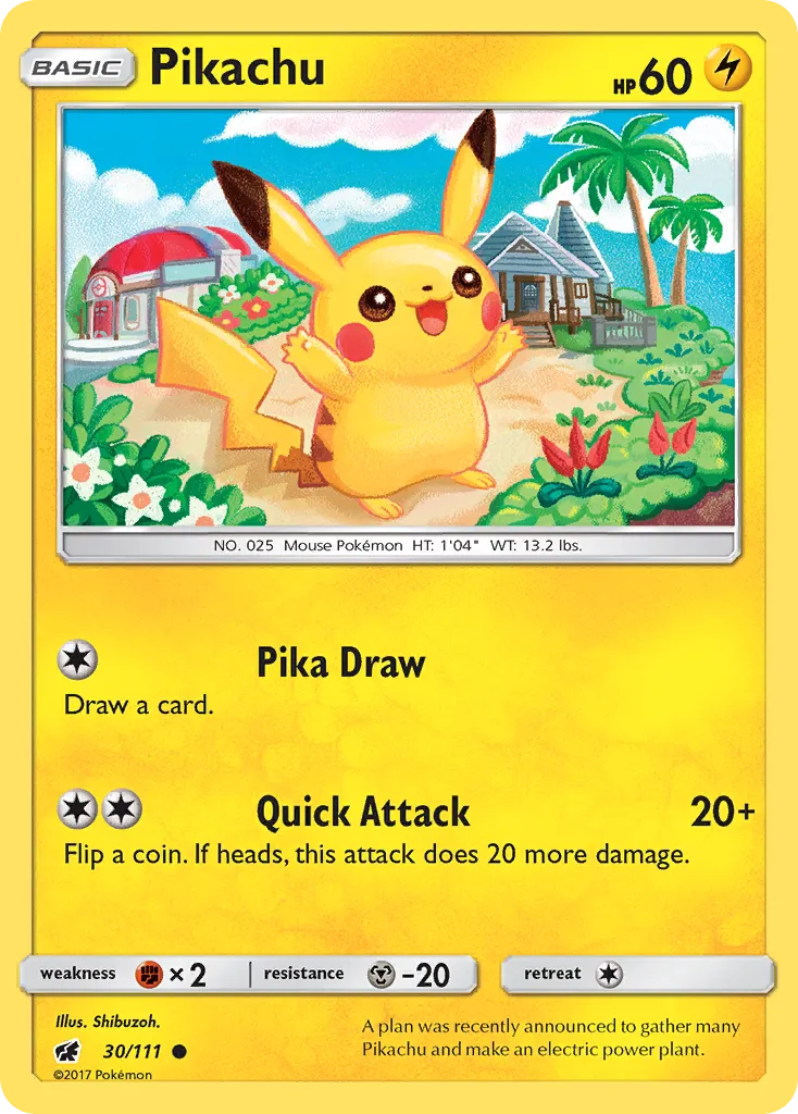 2017 Crimson Invasion Pikachu Common #030/111 Common card image
