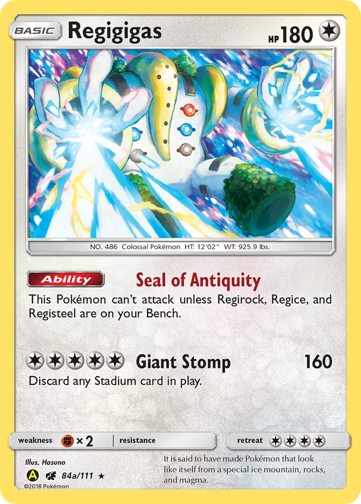 2017 Crimson Invasion Regigigas #084A/111 Rare Holo card image