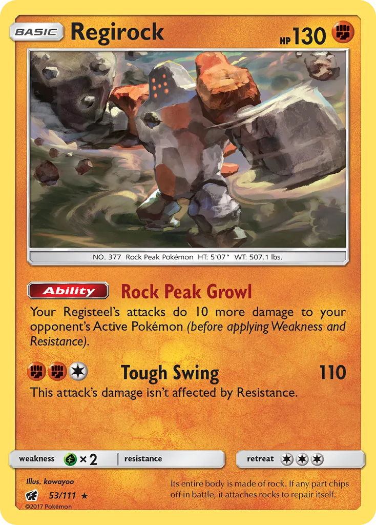 2017 Crimson Invasion Regirock #053/111 Rare card image