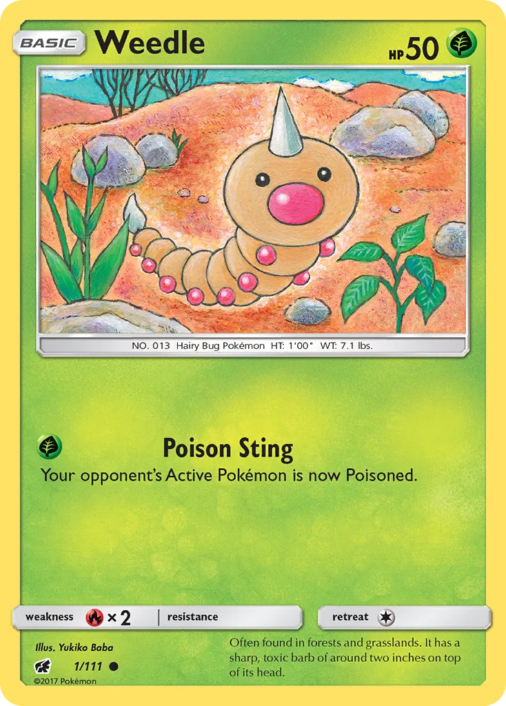 2017 Crimson Invasion Weedle Common #001/111 Common card image