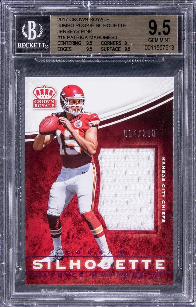 2017 Crown Royale Patrick Mahomes II Jumbo Silhouette Jerseys Pink #18 card image