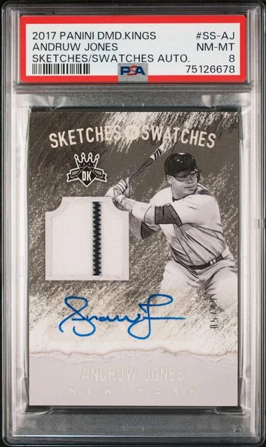 2017 Donruss Diamond Kings Andruw Jones Sketches And Swatches Autograph #SS-AJ card image