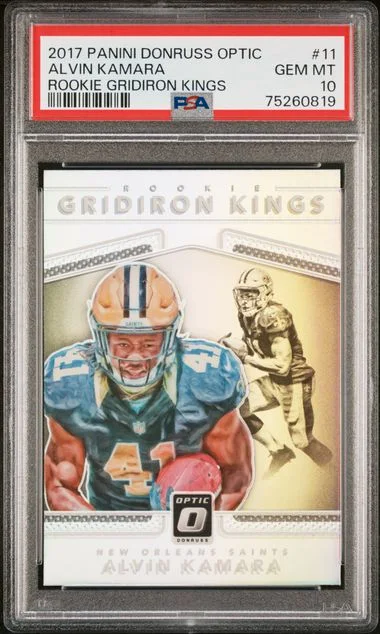 2017 Donruss Optic Alvin Kamara Gridiron Kings #11 card image