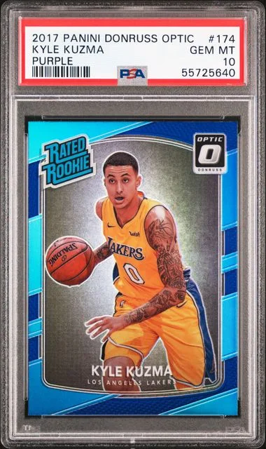 2017 Donruss Optic Kyle Kuzma Blue Velocity #174 card image
