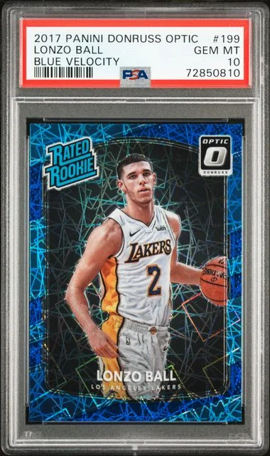 2017 Donruss Optic Lonzo Ball Blue Velocity #199 card image