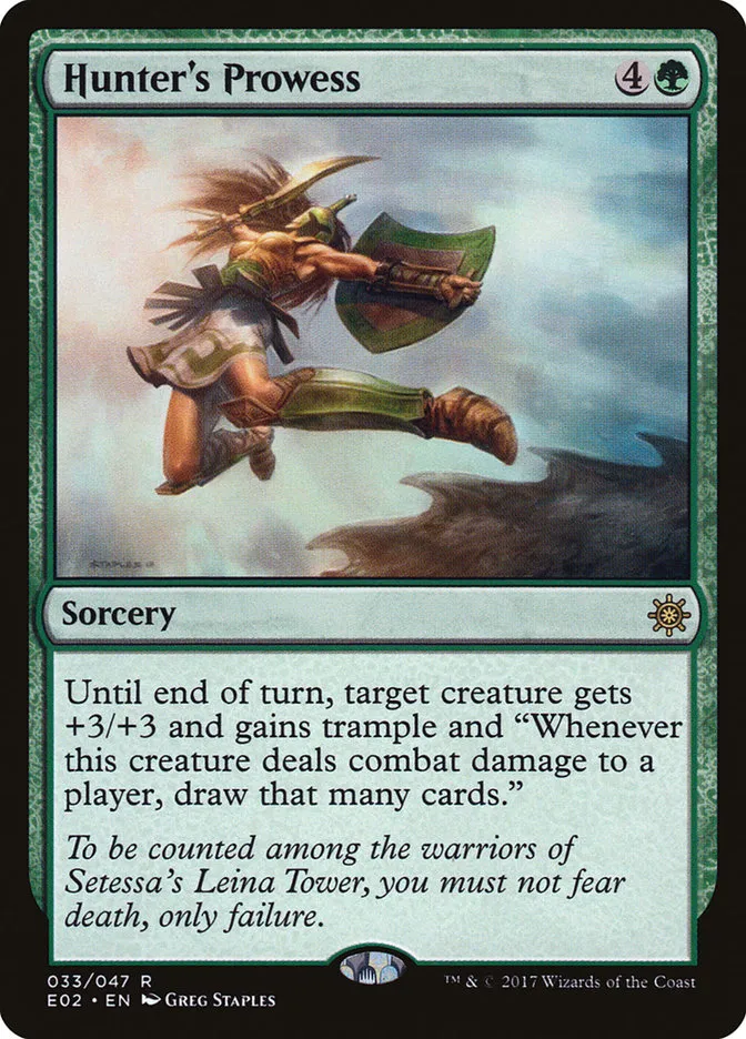 2017 Explorers of Ixalan Hunter's Prowess rare #33 unlisted card image
