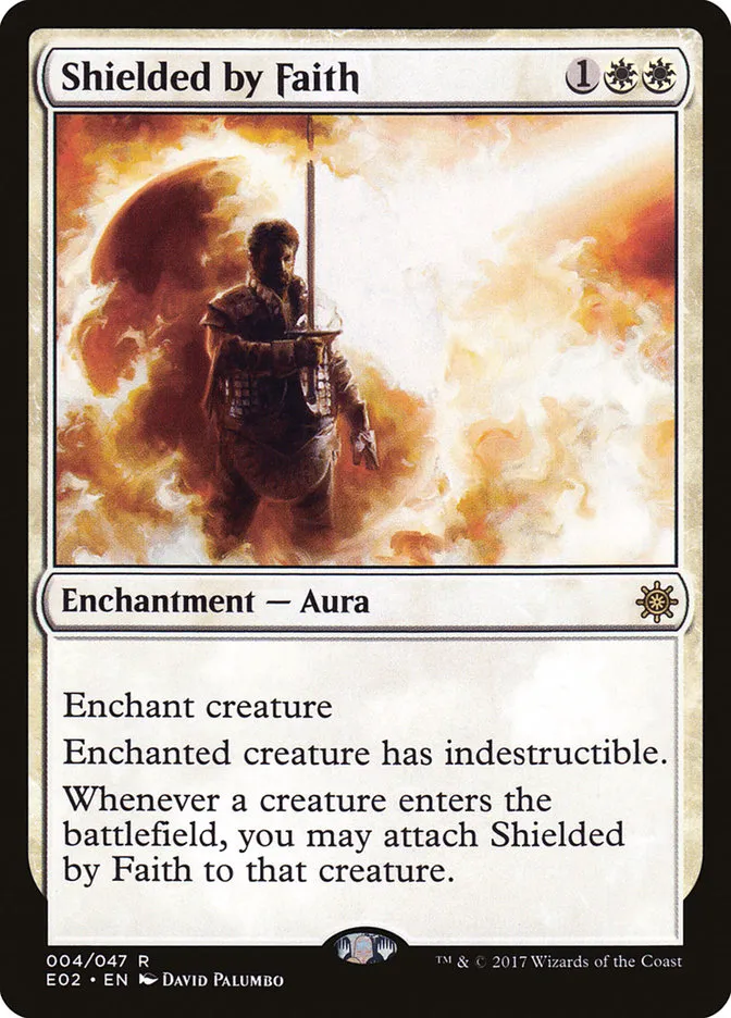 2017 Explorers of Ixalan Shielded by Faith rare #4 unlisted card image