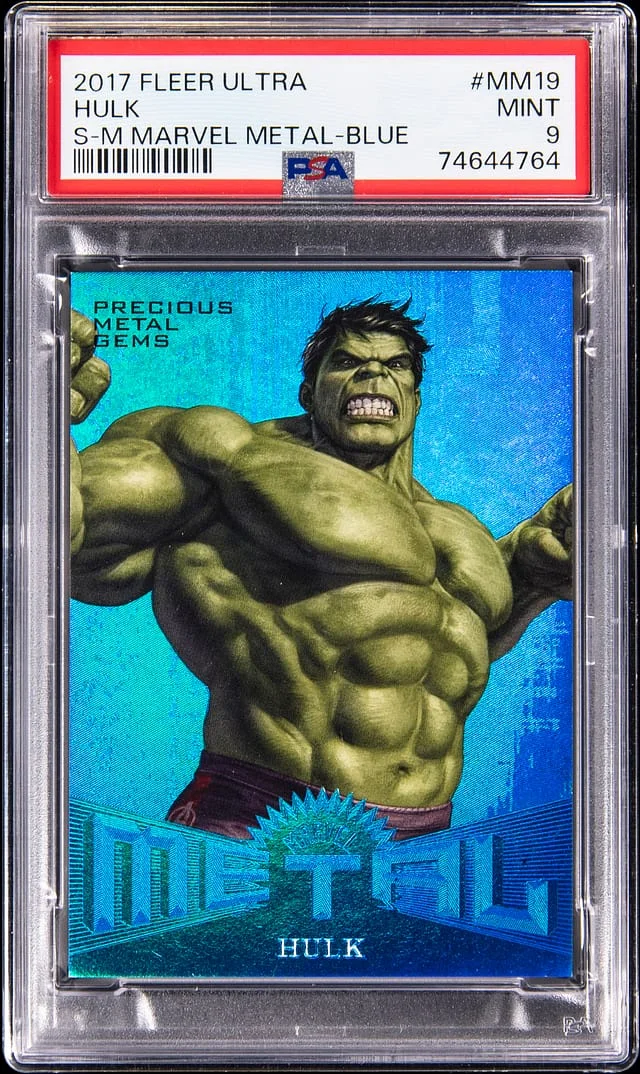 2017 Fleer Ultra Hulk Marvel Metal Precious Metal Gems Blue #MM19 card image