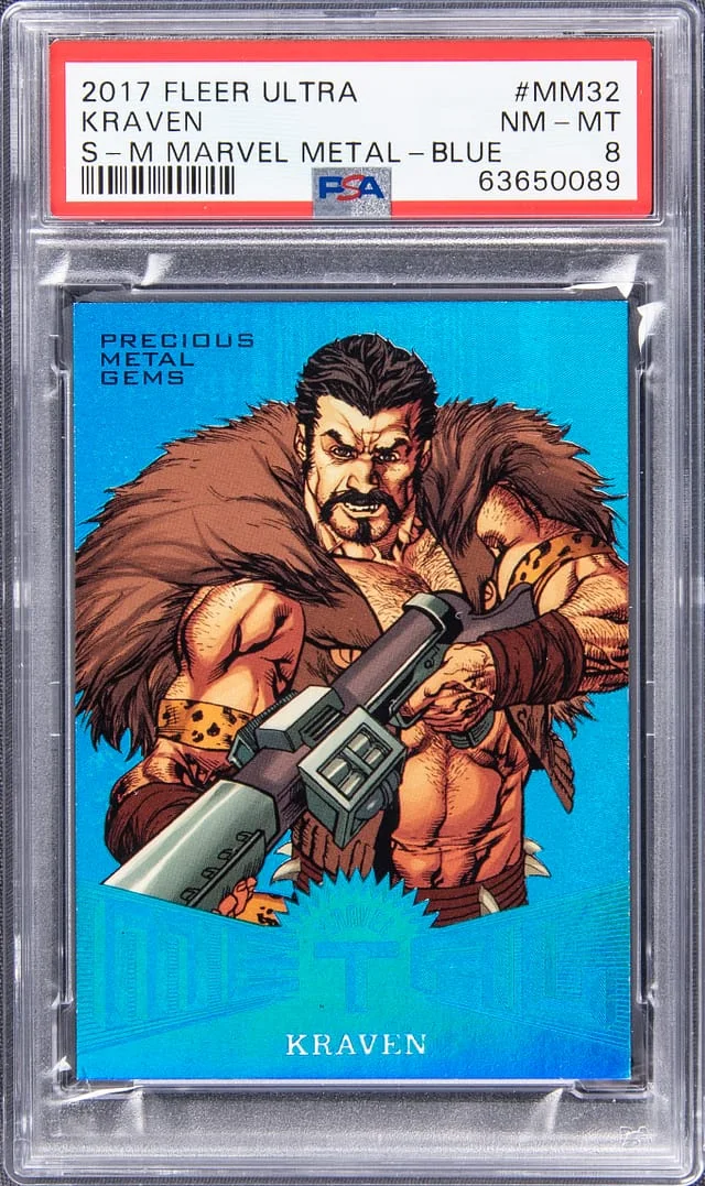 2017 Fleer Ultra Marvel Kraven Metal Precious Metal Gems (PMG) Blue #MM32 card image