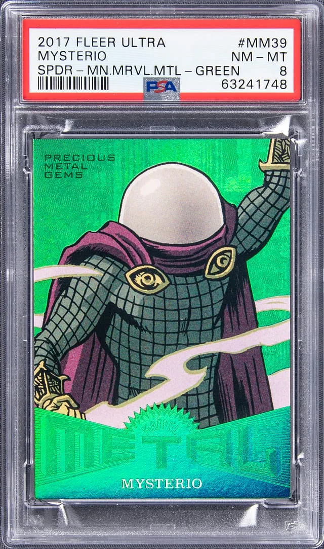 2017 Fleer Ultra Marvel Mysterio Precious Metal Gems Green #MM39 card image