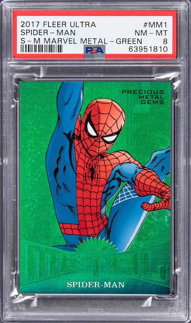 2017 Fleer Ultra Marvel Spider-Man Metal PMG Blue #MM1 card image