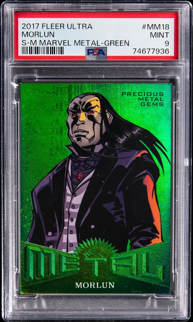 2017 Fleer Ultra Morlun Spider Man Marvel Precious Metal Gems (PMG) Green #MM18 card image