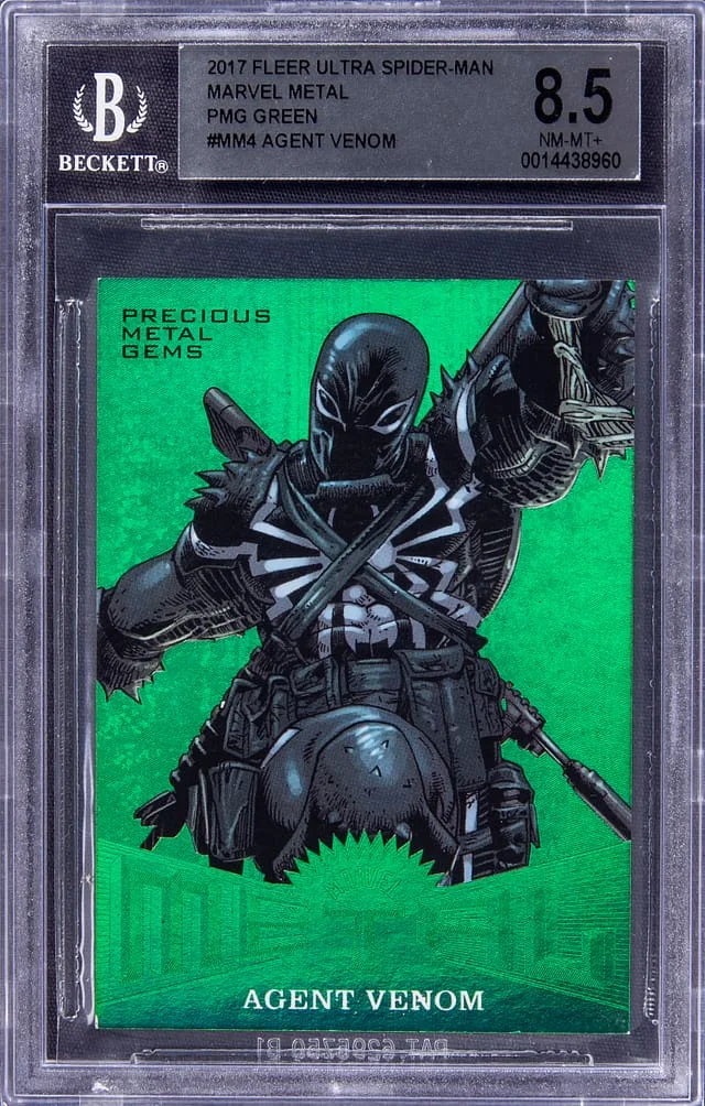 2017 Fleer Ultra Spider-Man Agent Venom Marvel Metal Precious Metal Gems (PMG) Green #MM4 card image