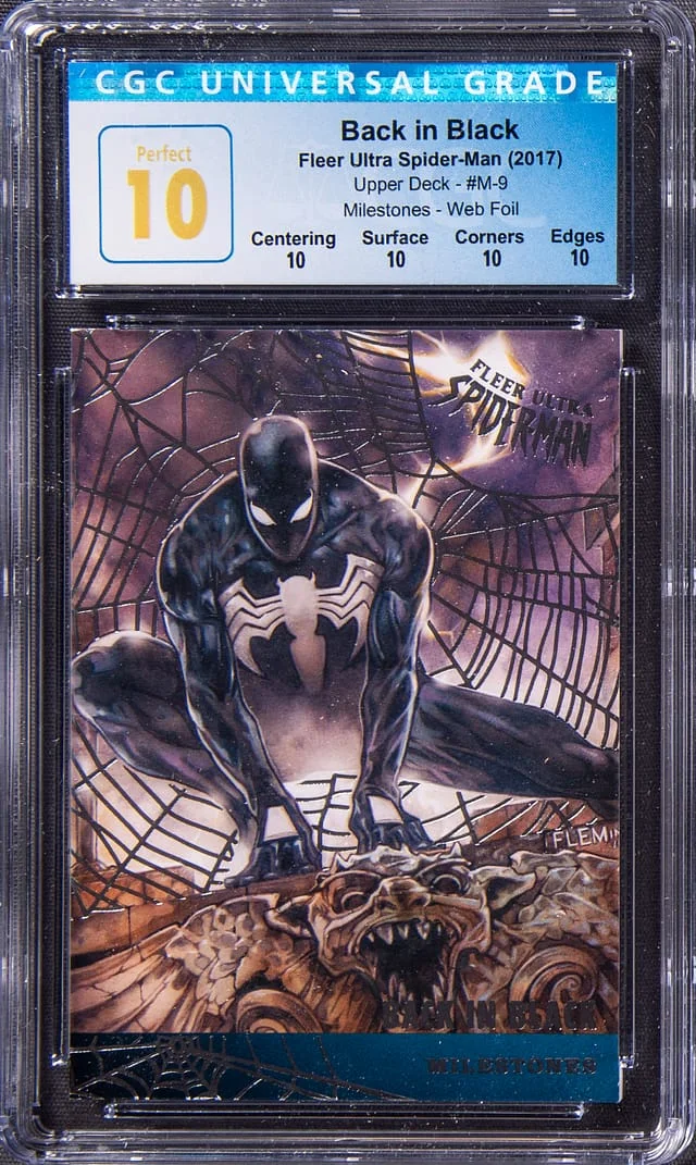 2017 Fleer Ultra Spider-Man Back in Milestones Web Foil #M-9 card image