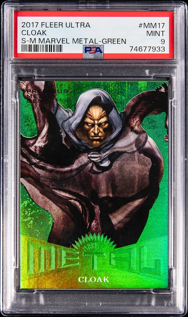 2017 Fleer Ultra Spider-Man Cloak Precious Metal Gems (PMG) Green #MM17 card image
