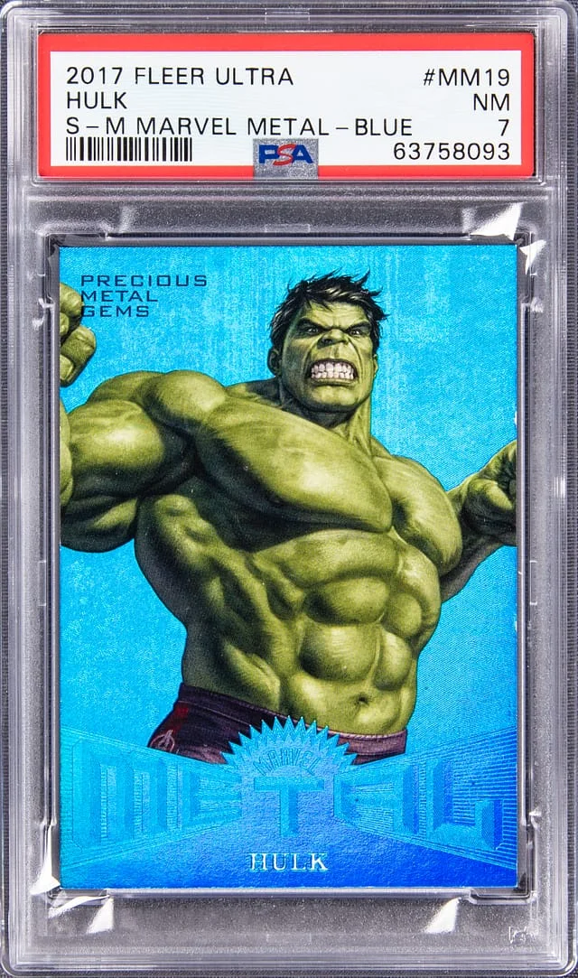 2017 Fleer Ultra Spider-Man Hulk (21/49) Precious Metal Gems (PMG) Blue #MM19 card image