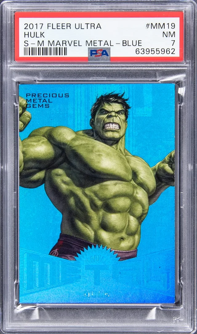2017 Fleer Ultra Spider-Man Hulk Marvel PMG Blue #MM19 card image