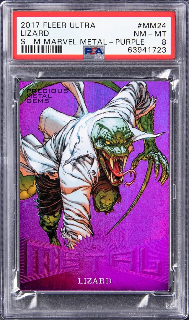 2017 Fleer Ultra Spider-Man Lizard Marvel Metal Purple #MM24 card image