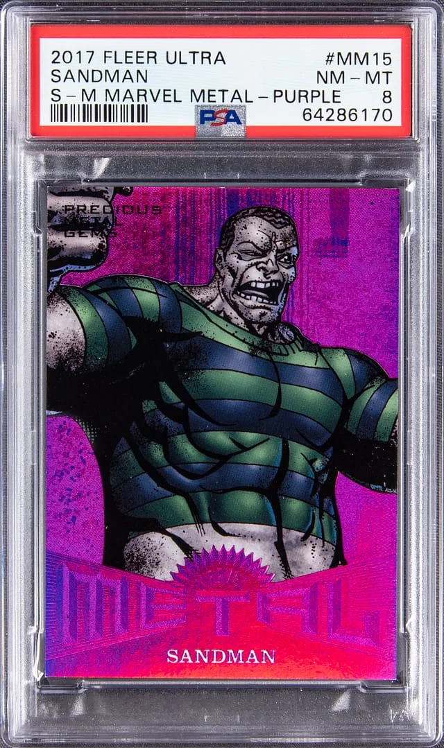 2017 Fleer Ultra Spider-Man Sandman Precious Metal Gems (PMG) Green #MM15 card image