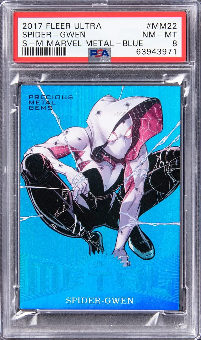2017 Fleer Ultra Spider-Man Spider-Gwen Marvel Metal Precious Metal Gems (PMG) Blue #MM22 card image