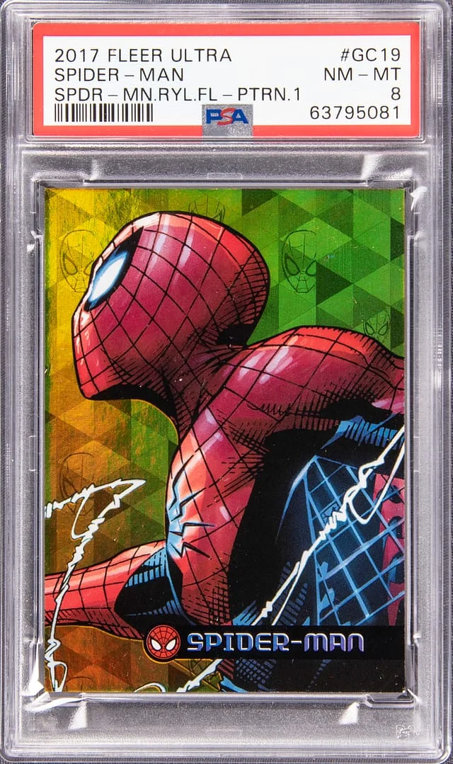 2017 Fleer Ultra Spider-Man Spider-Man Royal Foil, Pattern 1 #GC19 card image