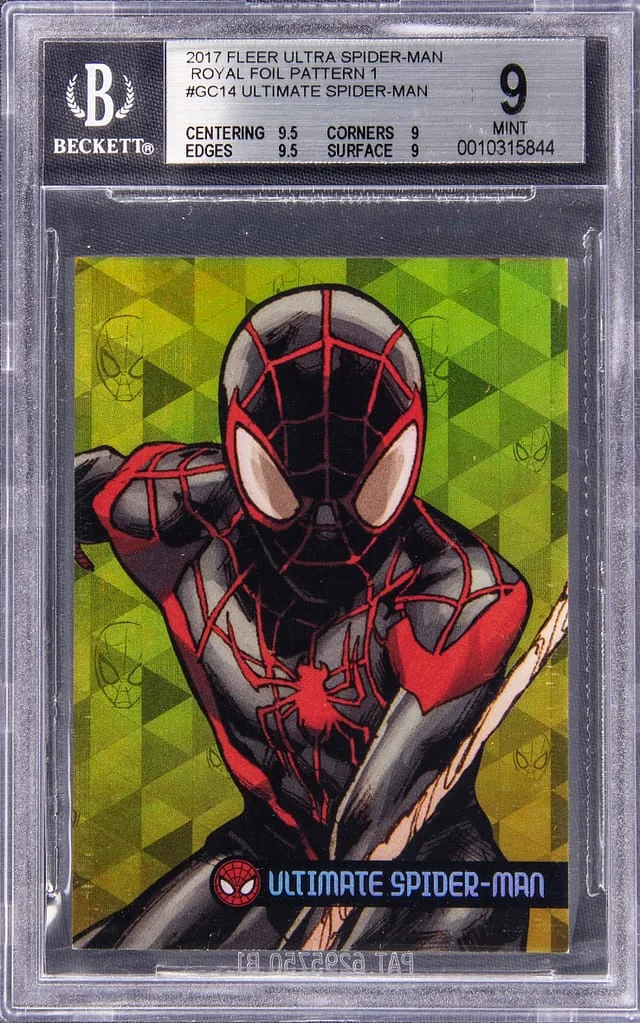 2017 Fleer Ultra Spider-Man Ultimate Spider-man (5/25) Royal Foil Pattern 1 #G14 card image