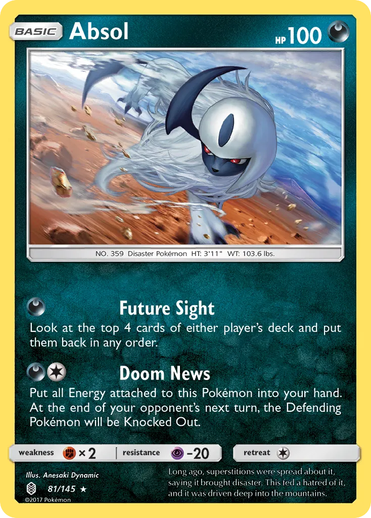 2017 Guardians Rising Absol #081/145 Rare Holo card image