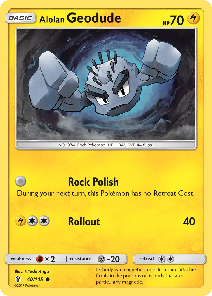 2017 Guardians Rising Alolan Geodude #040/145 Common card image
