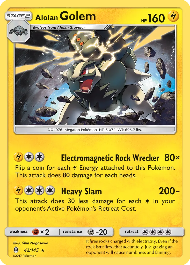 2017 Guardians Rising Alolan Golem #042/145 Rare Holo card image