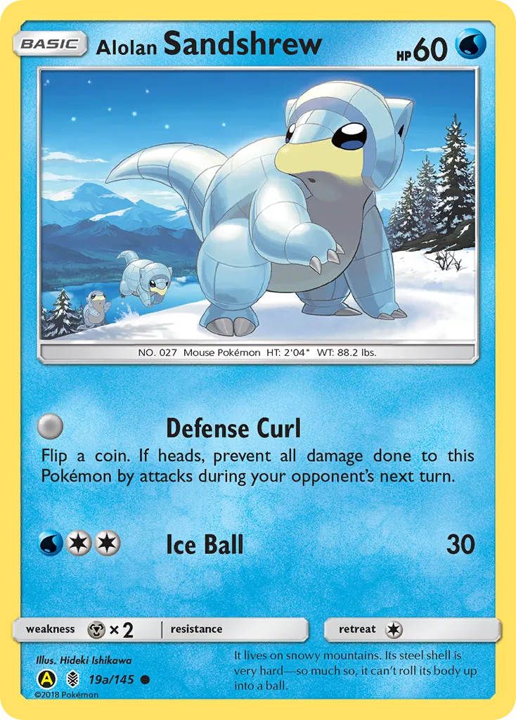 2017 Guardians Rising Alolan Sandshrew #019A/145 Common card image