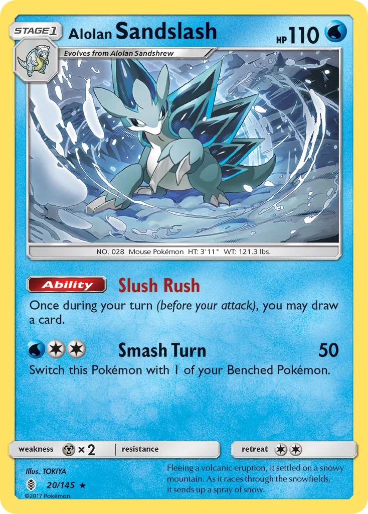 2017 Guardians Rising Alolan Sandslash #020/145 Rare card image