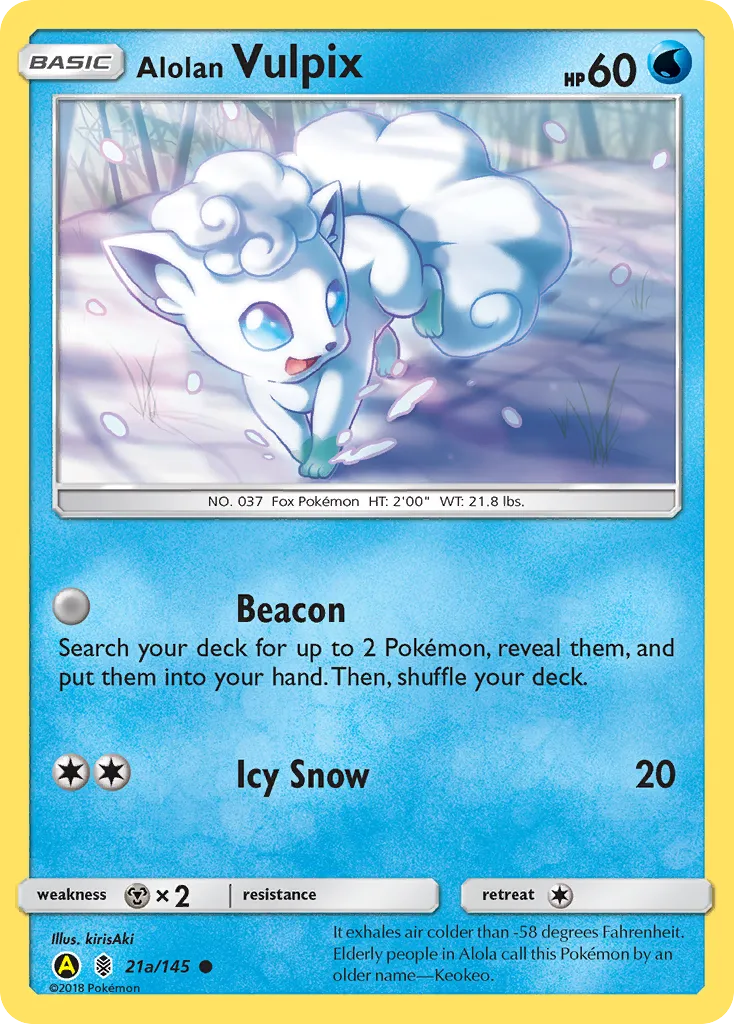 2017 Guardians Rising Alolan Vulpix #021A/145 Common card image