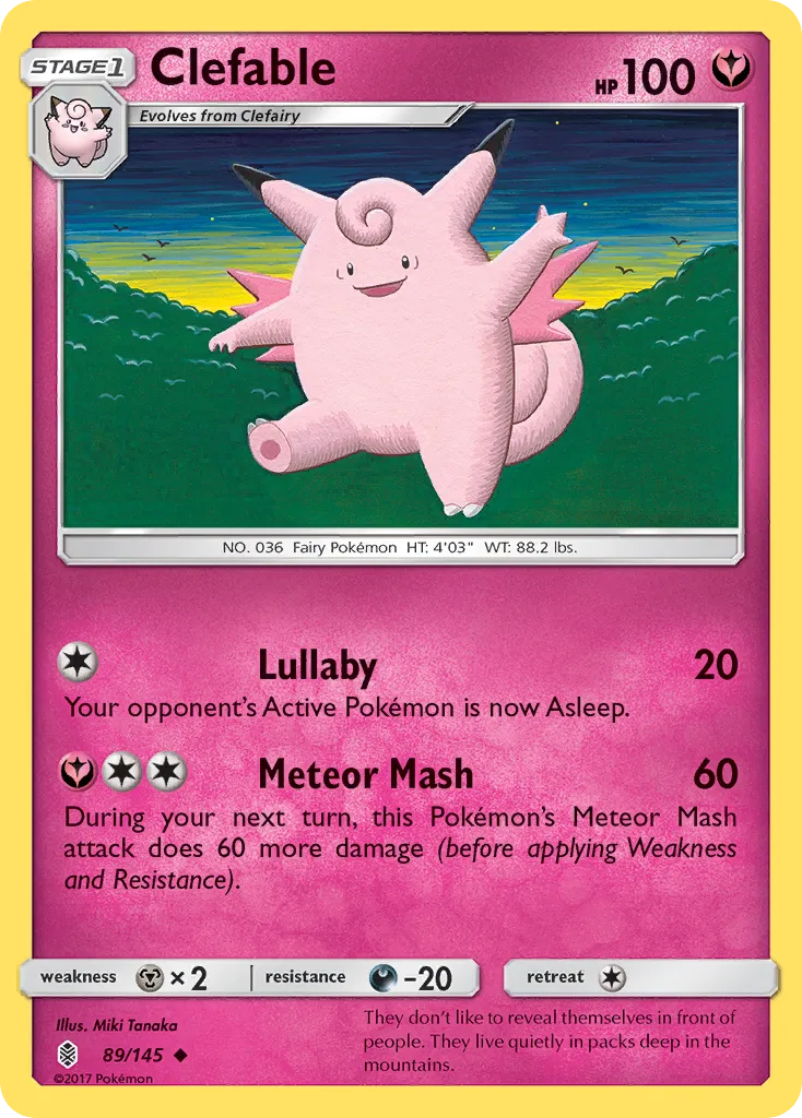 2017 Guardians Rising Clefable Uncommon #089/145 Uncommon card image
