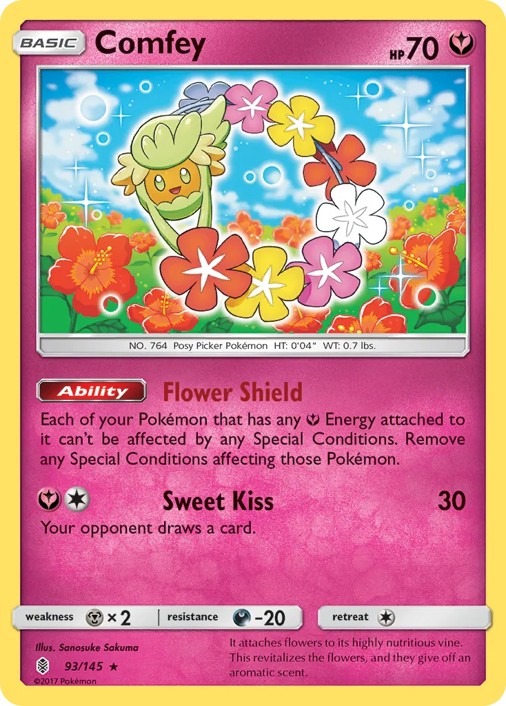 2017 Guardians Rising Comfey Rare Holo #093/145 Rare Holo card image