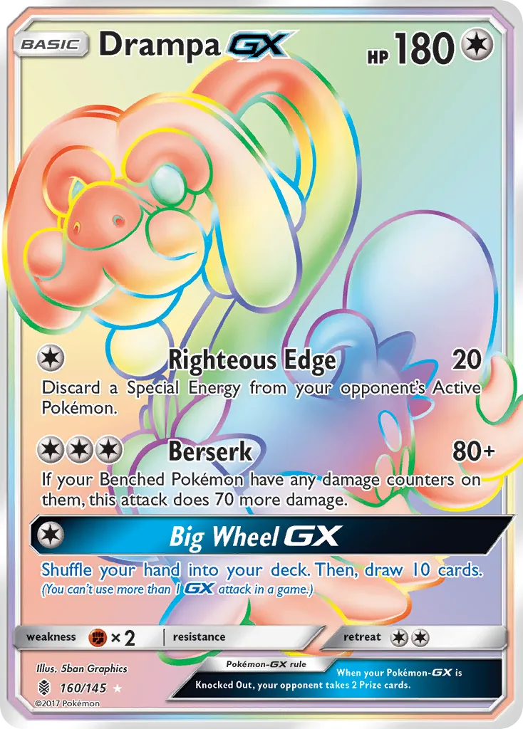 2017 Guardians Rising Drampa-GX #115/145 Rare Holo GX card image
