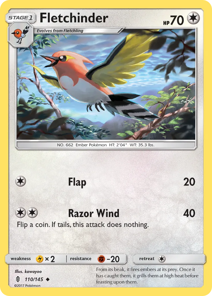 2017 Guardians Rising Fletchinder Uncommon #110/145 Uncommon card image
