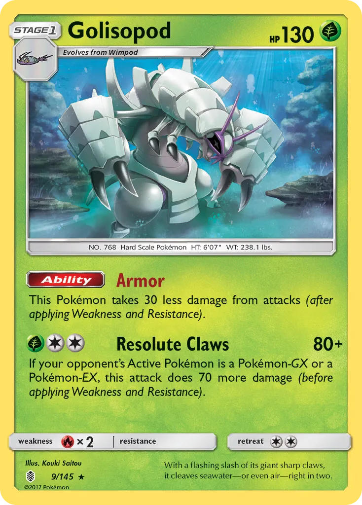 2017 Guardians Rising Golisopod #009/145 Rare Holo card image