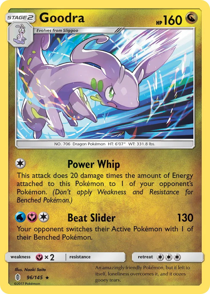 2017 Guardians Rising Goodra #096/145 Rare Holo card image