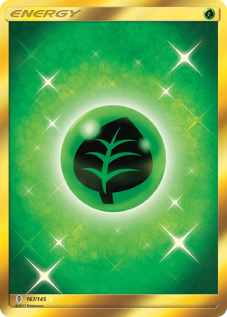 2017 Guardians Rising Grass Energy #167/145 Rare Secret card image
