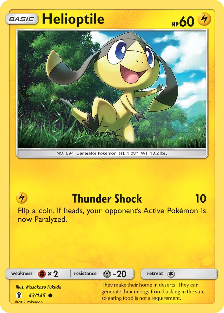 2017 Guardians Rising Helioptile Common #043/145 Common card image