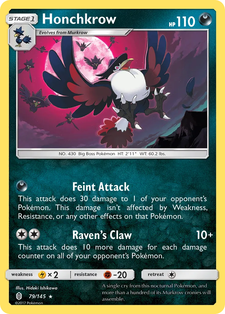 2017 Guardians Rising Honchkrow #079/145 Rare card image