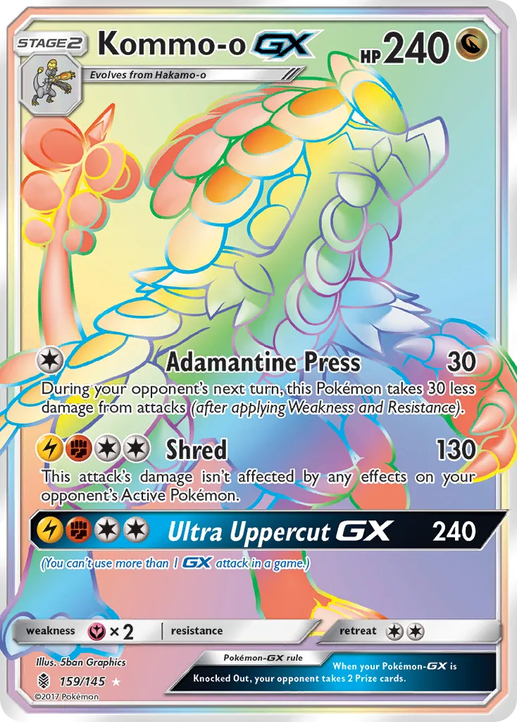 2017 Guardians Rising Kommo-o-GX Rare Holo GX #100/145 Rare Holo GX card image