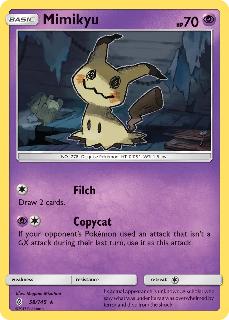 2017 Guardians Rising Mimikyu #058/145 Rare Holo card image