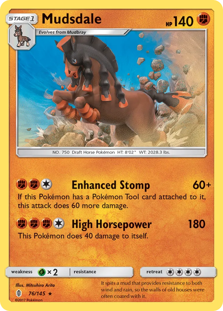 2017 Guardians Rising Mudsdale #076/145 Rare Holo card image