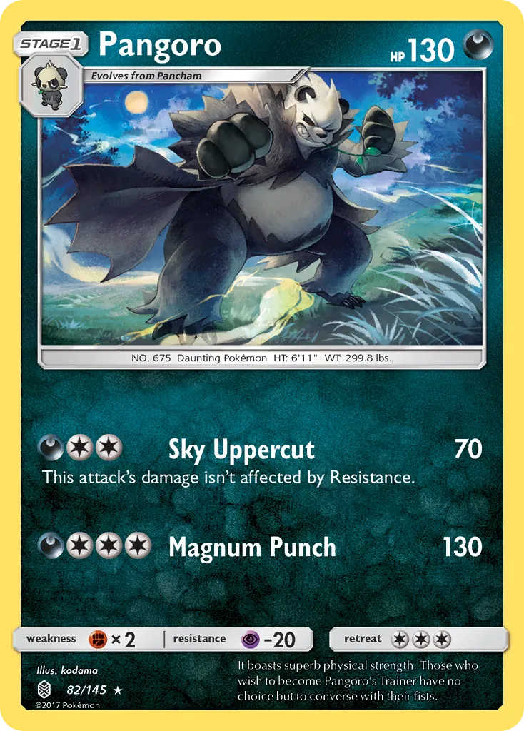 2017 Guardians Rising Pangoro #082/145 Rare card image