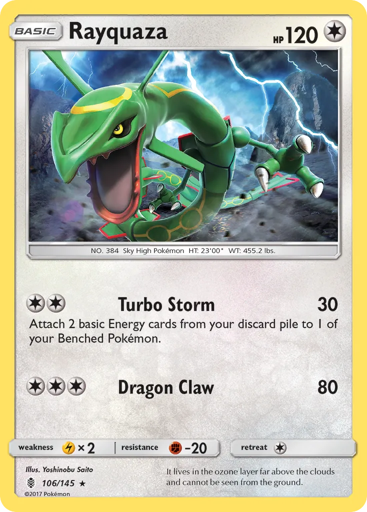 2017 Guardians Rising Rayquaza #106/145 Rare card image
