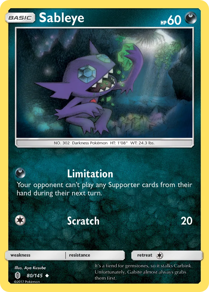2017 Guardians Rising Sableye Uncommon #080/145 Uncommon card image