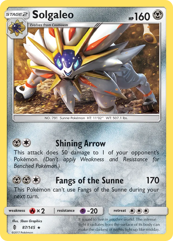 2017 Guardians Rising Solgaleo #087/145 Rare card image