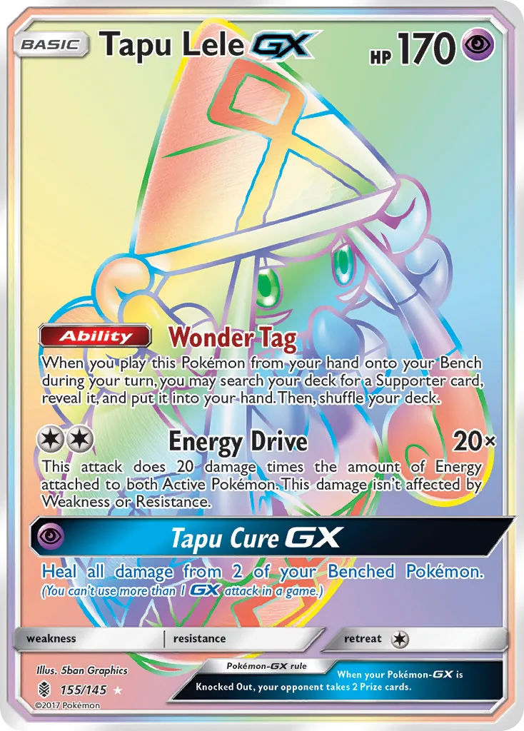 2017 Guardians Rising Tapu Lele-GX #060A/145 Rare Holo GX card image